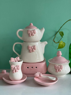 ست چایخوری دونفره پاپیون جنس سرامیک دستساز